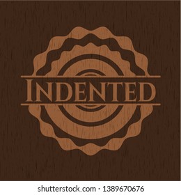 Indented retro wood emblem. Vector Illustration.