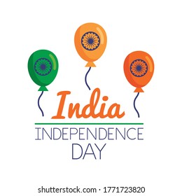 Independece day india celebration with flat style icon vector illustration design