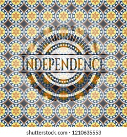 Independence arabic badge background. Arabesque decoration.