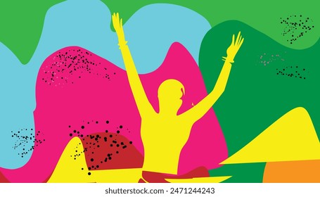 independence background. independence banner of various countries. abstract design of various colors independence background. man raising both hands vector color mix