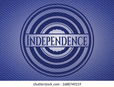 Independence badge with denim background. Vector Illustration. Detailed.