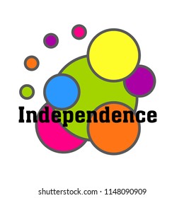 independence, cute label, logo, background with circle illustration, vector