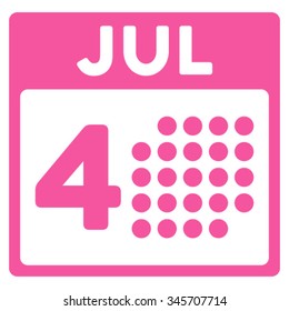Independence Date vector icon. Style is flat symbol, pink color, rounded angles, white background.