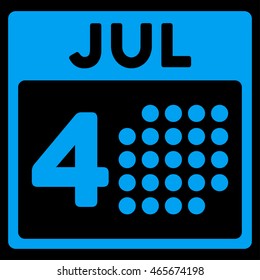 Independence Date vector icon. Style is flat symbol, blue color, rounded angles, black background.