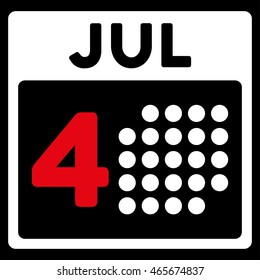 Independence Date vector icon. Style is bicolor flat symbol, red and white colors, rounded angles, black background.