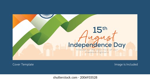 Independence day 15th august cover page template design.