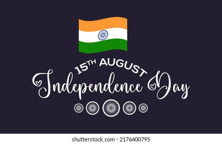 independence Day 15th August. Indian Patriotism holiday template for banner, card, poster, background.