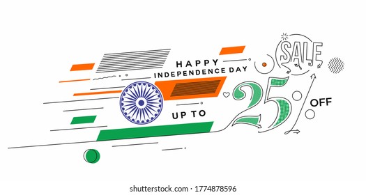 Independence Day 25% OFF Sale Discount Banner. Discount offer price. Vector Modern Banner Illustration.
