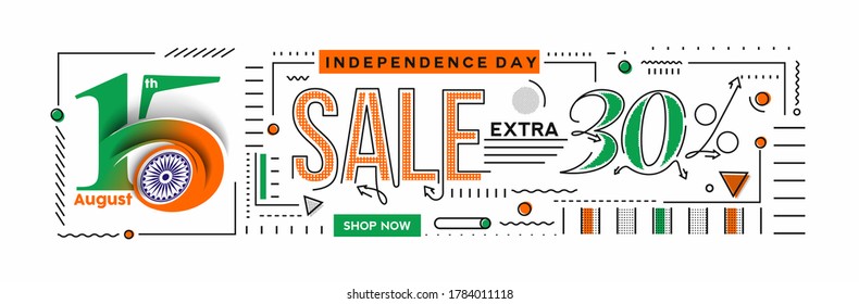 Independence Day 30% OFF Sale Discount Banner. Discount Offer Price. Vector Modern Banner Illustration.