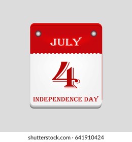Independence day, 4 July. Calendar. Vector illustration