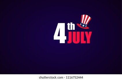 Independence Day 4 of July for greeting cards, posters, banner, leaflets, brochure. Vector illustration.Uncle Sam hat
