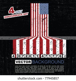 Independence Day- 4 of July - Retro grunge barcode background