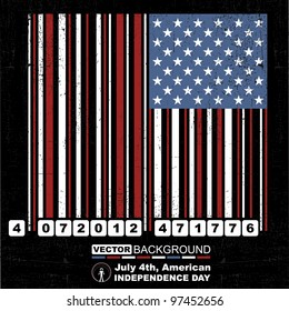 Independence Day- 4 of July - Retro grunge barcode background