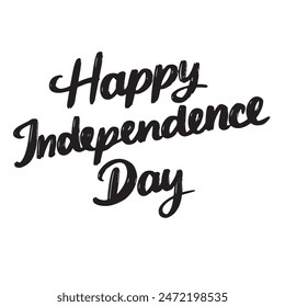 Independence Day 4 July text banner lettering black. Hand drawn vector art.