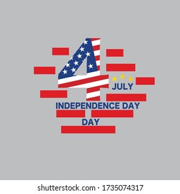 Independence Day 4 July, United States National Day Design Typography Vector Illustration