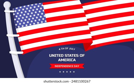 independence day 4 july united state of america banner design, with vector illustration of the american flag