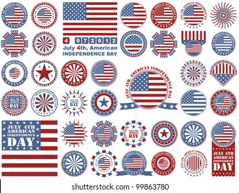 Independence Day - 4 of July - Vector set of design elements