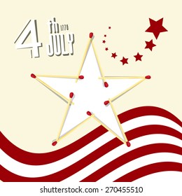 Independence Day - 4 th July Retro Vector Illustration with American Flag and Star