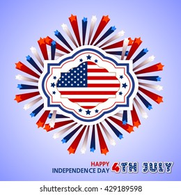 Independence Day- 4 th July with star and flag.