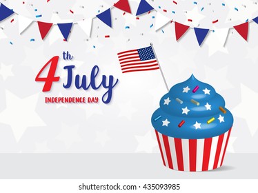 Independence Day 4 th July celebration Cupcake with United States flag