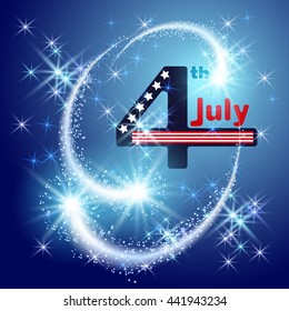 Independence day 4 th july with glowing salute and sparkle firework. 