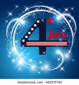Independence day 4 th july with glowing salute and sparkle firework. 