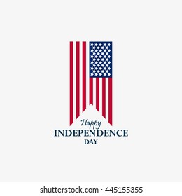 Independence day 4 th july. Happy independence day. Flag with text on grey background.