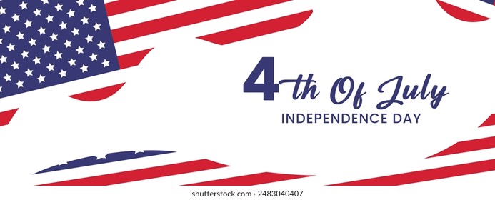 Independence Day 4TH Banner. Holiday Background with American Flag.