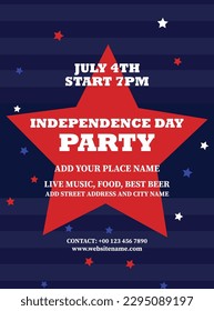 Independence day, 4th of July big party poster flyer social media post design