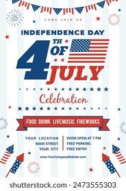 Independence day, 4th of July celebration poster templates vector illustration. USA Flyer design