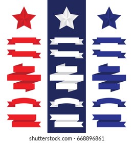 Independence Day  4th Of July decorative stars and stripes ribbon banners for website headers, email newsletters, or printed poster graphics