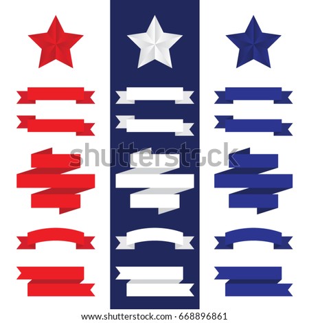 Independence Day  4th Of July decorative stars and stripes ribbon banners for website headers, email newsletters, or printed poster graphics