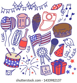 Independence day, 4th of july doodle