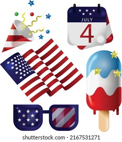 Independence Day 4th of July Elements for various use