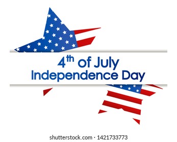Independence Day 4th of July. Festive banner with stars and the us flag. Vector illustration