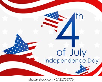 Independence Day 4th of July. Festive banner with stars and the us flag. Vector illustration