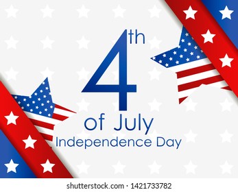 Independence Day 4th of July. Festive banner with stars and the us flag. Vector illustration