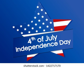 Independence Day 4th of July. Festive banner with stars and the us flag. Vector illustration