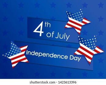 Independence Day 4th of July. Festive banner with stars and the us flag. Vector illustration