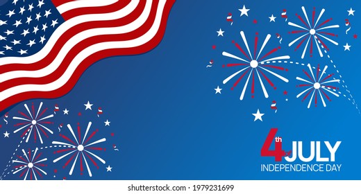 Independence Day, 4th of July Fourth of July holiday Poster design with Flag of the United States of America. 
