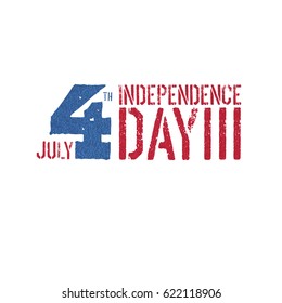 Día de la Independencia, logotipo del 4 de julio. Plantilla de diseño de tipografía patriótica.  Grunge texturas en capas y se puede editar.