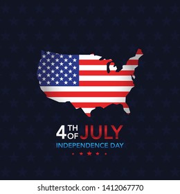 Independence day 4th July with map