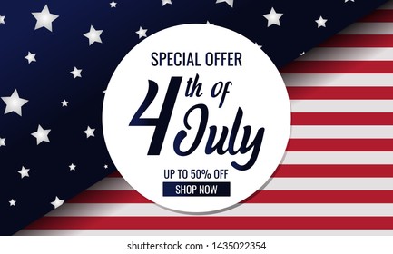 Independence day, 4th of july offer card or background. vector illustration.