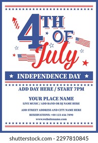 Independence day 4th of July party poster flyer social media post design