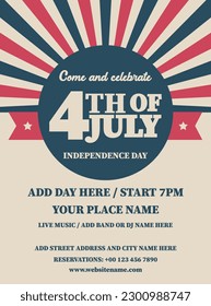 Independence day 4th of july party celebration poster flyer social media post design