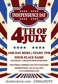 Independence day 4th July party poster flyer social media post design