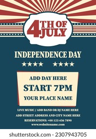 Independence day 4th of July party flyer poster social media post design