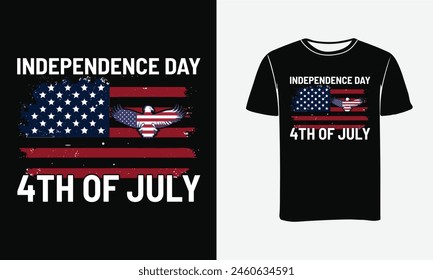 Independence Day 4th of July poster,flyer, background, template, with the greeting, usa flag waving ribbon, bunting decoration, and American .