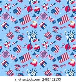 Independence Day, 4th of July seamless pattern