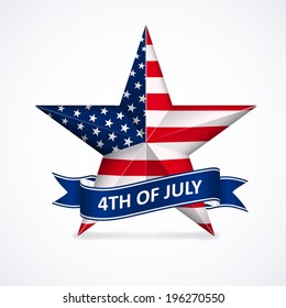 Independence Day 4th july with star in national flag colors vector illustration